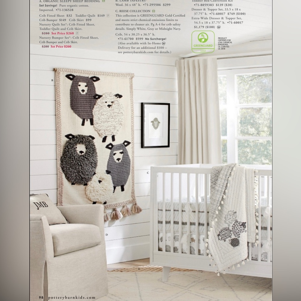 Lamb Tapestry - Rare Pottery Barn Kids Nursery Decor